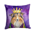 Sheltie King of Mardi Gras Decorative Throw Pillow 18x18 Indoor Outdoor Accent Cushion, Fabric Cover with Insert for Sofa, Bed, Porch & Living Room
