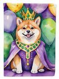 Shiba Inu King of Mardi Gras House Flag 28x40 Porch Sleeve Pole Decorative Outside Yard Banner Artwork Wall Hanging, Polyester