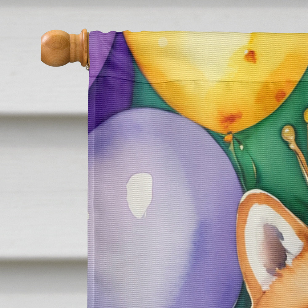 Shiba Inu King of Mardi Gras House Flag 28x40 Porch Sleeve Pole Decorative Outside Yard Banner Artwork Wall Hanging, Polyester