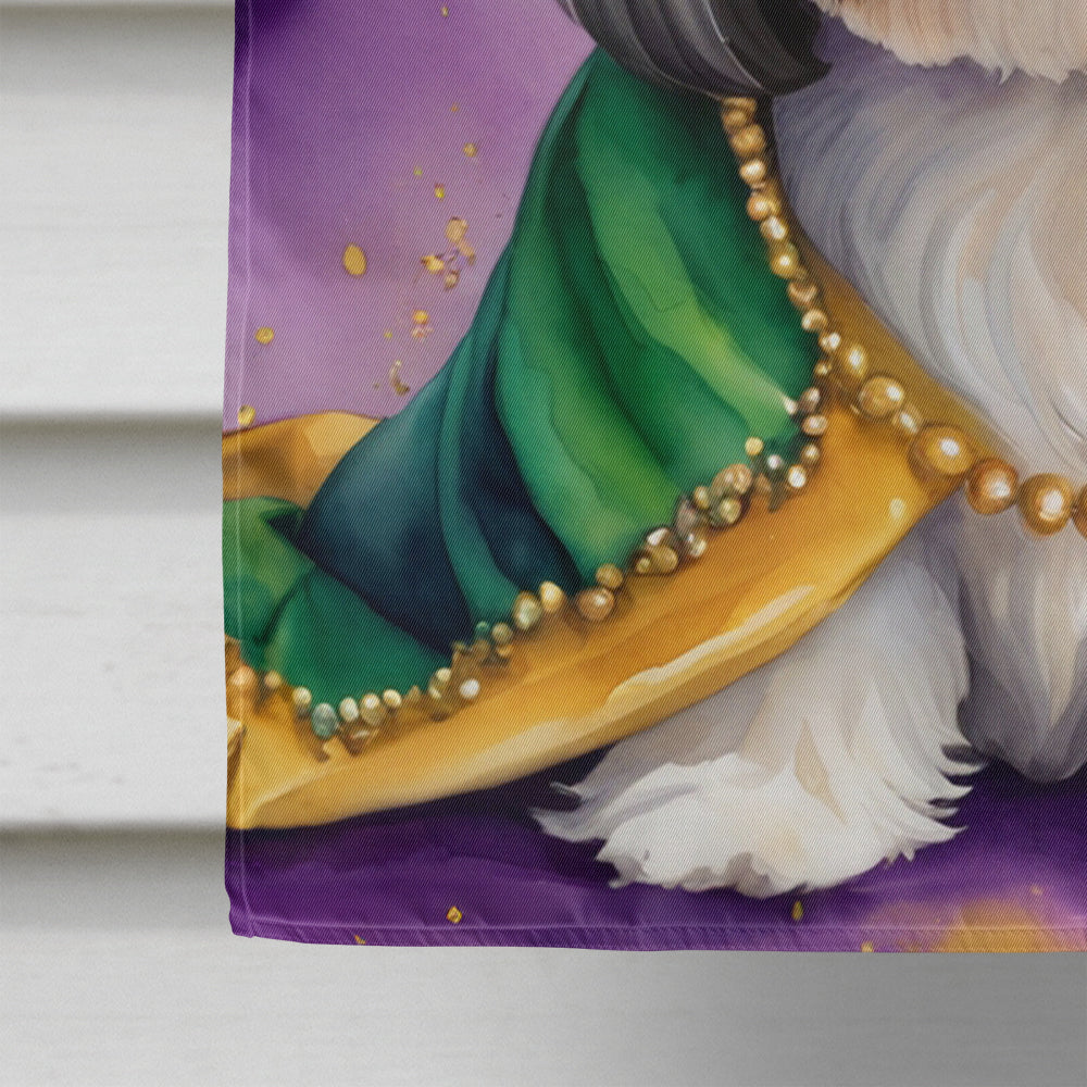 Shih Tzu King of Mardi Gras House Flag 28x40 Porch Sleeve Pole Decorative Outside Yard Banner Artwork Wall Hanging, Polyester