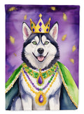 Siberian Husky King of Mardi Gras House Flag 28x40 Porch Sleeve Pole Decorative Outside Yard Banner Artwork Wall Hanging, Polyester