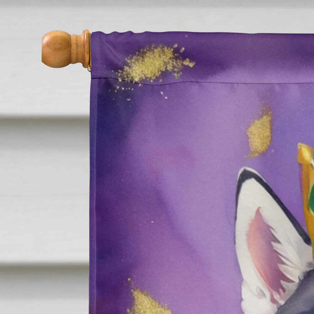 Siberian Husky King of Mardi Gras House Flag 28x40 Porch Sleeve Pole Decorative Outside Yard Banner Artwork Wall Hanging, Polyester