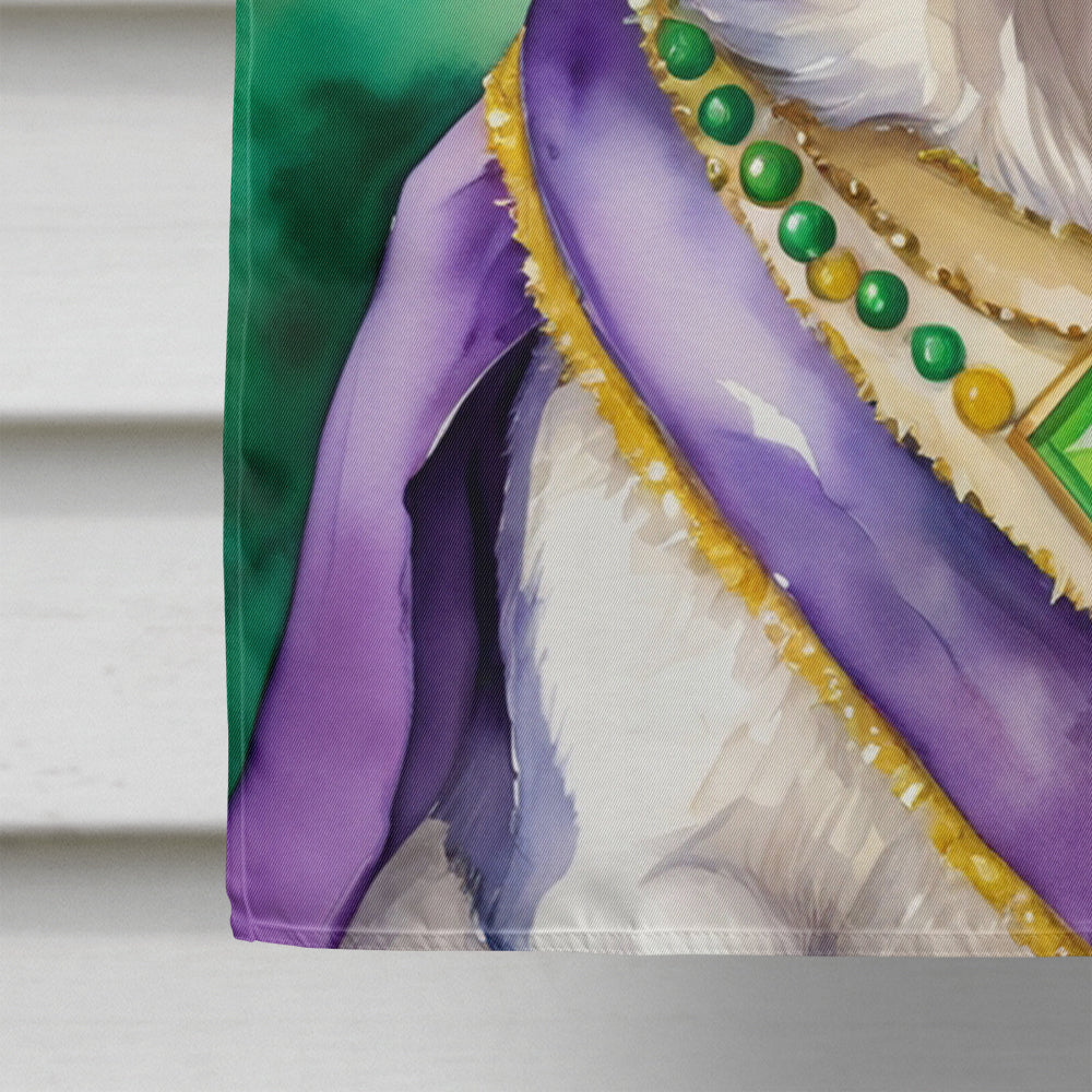 Siberian Husky King of Mardi Gras House Flag 28x40 Porch Sleeve Pole Decorative Outside Yard Banner Artwork Wall Hanging, Polyester