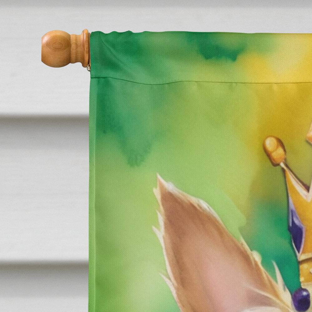 Silky Terrier King of Mardi Gras House Flag 28x40 Porch Sleeve Pole Decorative Outside Yard Banner Artwork Wall Hanging, Polyester