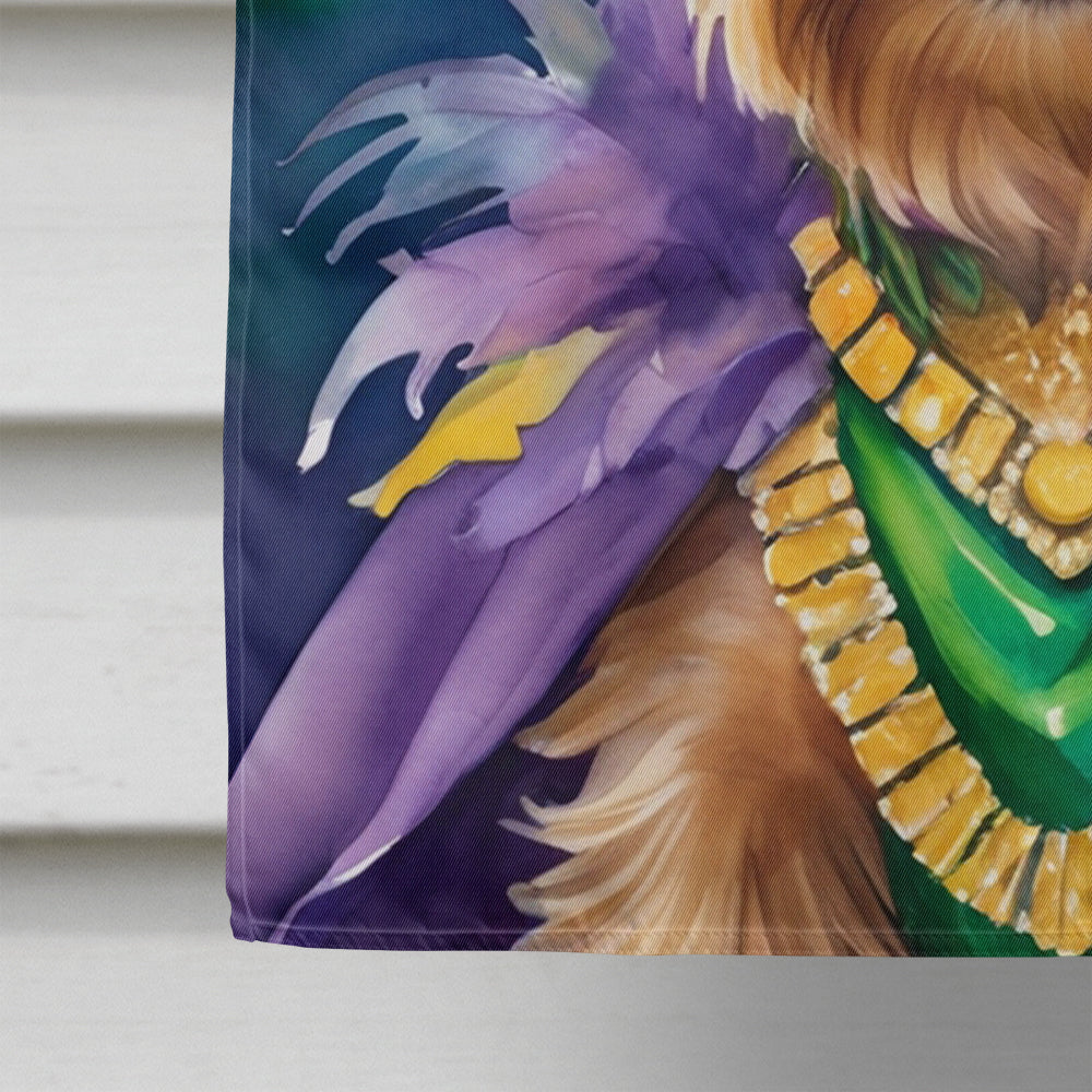 Silky Terrier King of Mardi Gras House Flag 28x40 Porch Sleeve Pole Decorative Outside Yard Banner Artwork Wall Hanging, Polyester