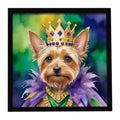 Silky Terrier King of Mardi Gras Framed Metal Print Bathroom, Kitchen, Office, Home Decor Wall Art Ready to Hang, Square, 8X8