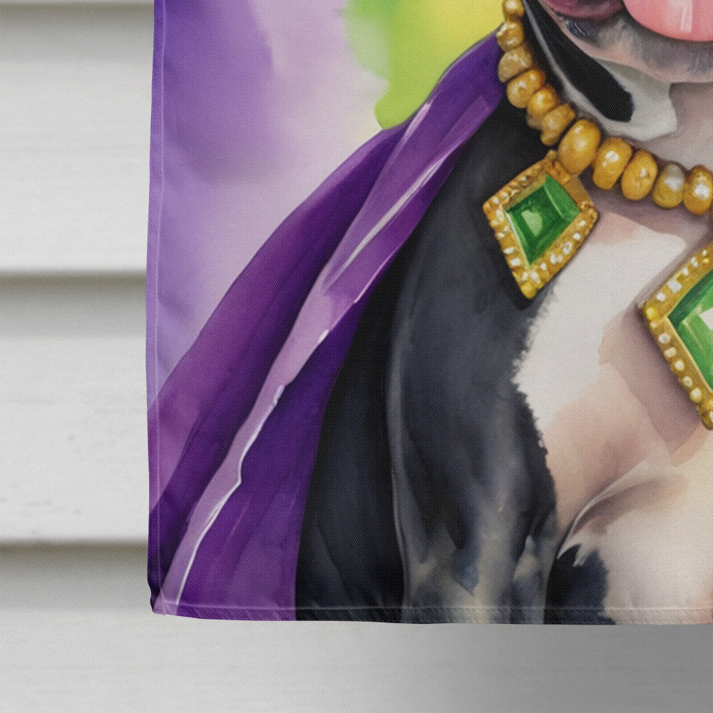 Staffordshire Bull Terrier King of Mardi Gras House Flag 28x40 Porch Sleeve Pole Decorative Outside Yard Banner Artwork Wall Hanging, Polyester