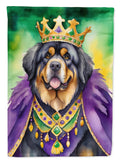 Tibetan Mastiff King of Mardi Gras House Flag 28x40 Porch Sleeve Pole Decorative Outside Yard Banner Artwork Wall Hanging, Polyester