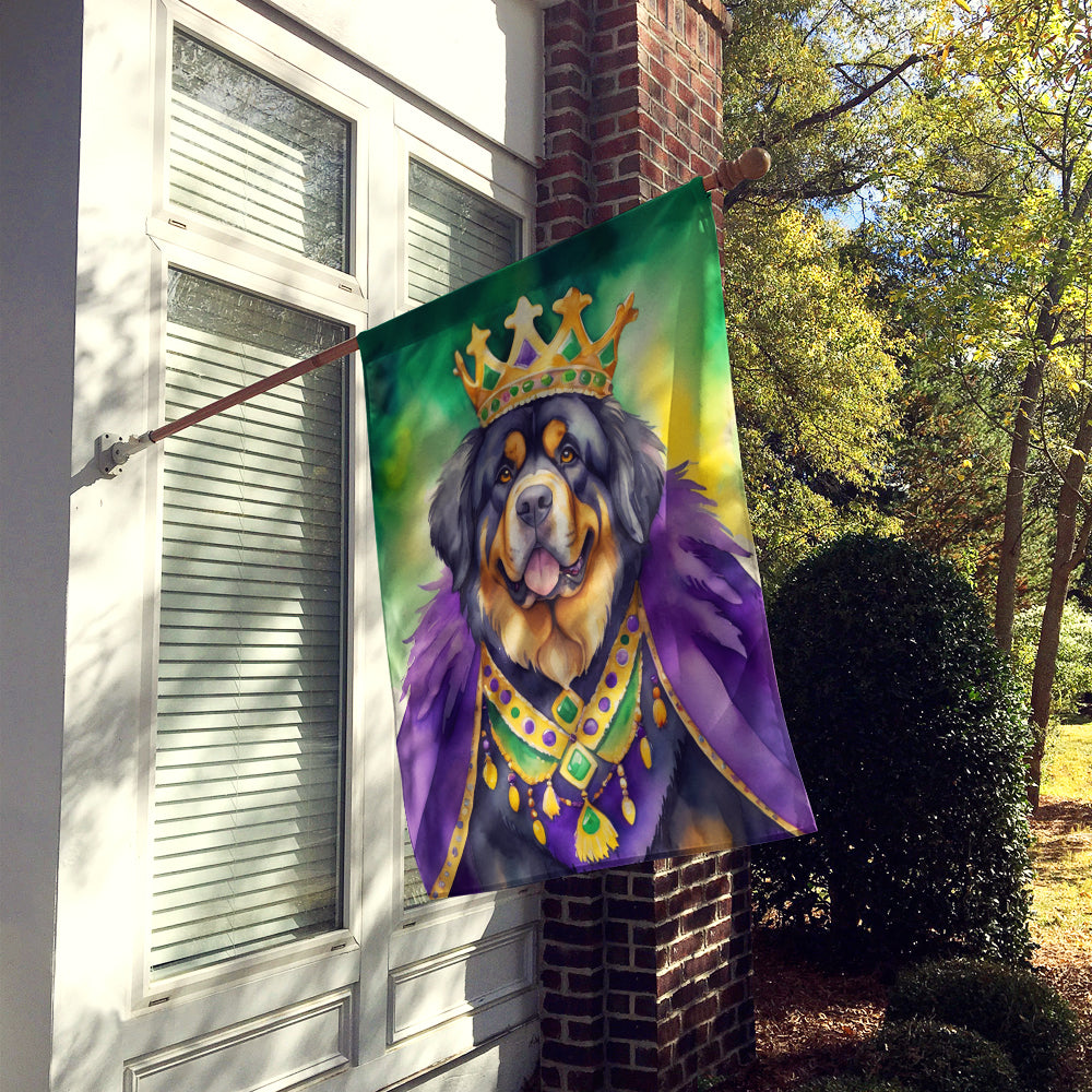 Tibetan Mastiff King of Mardi Gras House Flag 28x40 Porch Sleeve Pole Decorative Outside Yard Banner Artwork Wall Hanging, Polyester