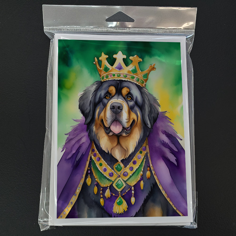 Tibetan Mastiff King of Mardi Gras Greeting Cards Pack of 8 Blank Cards with Envelopes Whimsical A7 Size 5x7