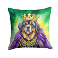Tibetan Mastiff King of Mardi Gras Decorative Throw Pillow 14x14 Indoor Outdoor Accent Cushion, Fabric Cover with Insert for Sofa, Bed, Porch & Living Room