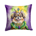 Tibetan Spaniel King of Mardi Gras Decorative Throw Pillow 18x18 Indoor Outdoor Accent Cushion, Fabric Cover with Insert for Sofa, Bed, Porch & Living Room