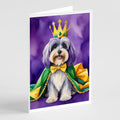 Tibetan Terrier King of Mardi Gras Greeting Cards Pack of 8 Blank Cards with Envelopes Whimsical A7 Size 5x7