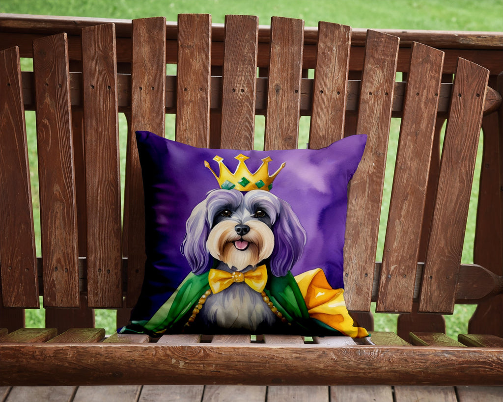 Tibetan Terrier King of Mardi Gras Decorative Throw Pillow 14x14 Indoor Outdoor Accent Cushion, Fabric Cover with Insert for Sofa, Bed, Porch & Living Room