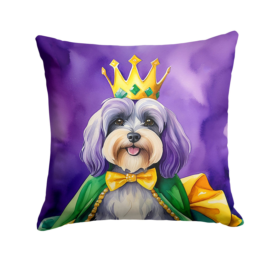 Tibetan Terrier King of Mardi Gras Decorative Throw Pillow 18x18 Indoor Outdoor Accent Cushion, Fabric Cover with Insert for Sofa, Bed, Porch & Living Room