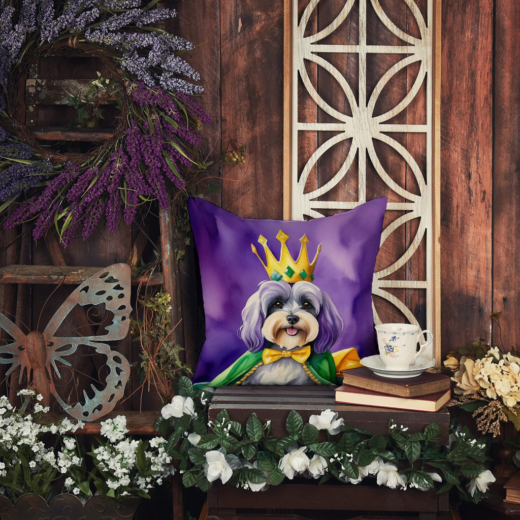 Tibetan Terrier King of Mardi Gras Decorative Throw Pillow 18x18 Indoor Outdoor Accent Cushion, Fabric Cover with Insert for Sofa, Bed, Porch & Living Room