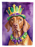 Vizsla King of Mardi Gras House Flag 28x40 Porch Sleeve Pole Decorative Outside Yard Banner Artwork Wall Hanging, Polyester