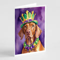 Vizsla King of Mardi Gras Greeting Cards Pack of 8 Blank Cards with Envelopes Whimsical A7 Size 5x7