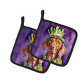 Vizsla King of Mardi Gras Pot Holder Set of 2 Heat Resistant Quilted Hot Pads 7.5 x 7.5 Inch, Insulated Kitchen Trivets for Cooking & Baking