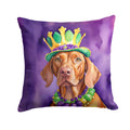 Vizsla King of Mardi Gras Decorative Throw Pillow 18x18 Indoor Outdoor Accent Cushion, Fabric Cover with Insert for Sofa, Bed, Porch & Living Room