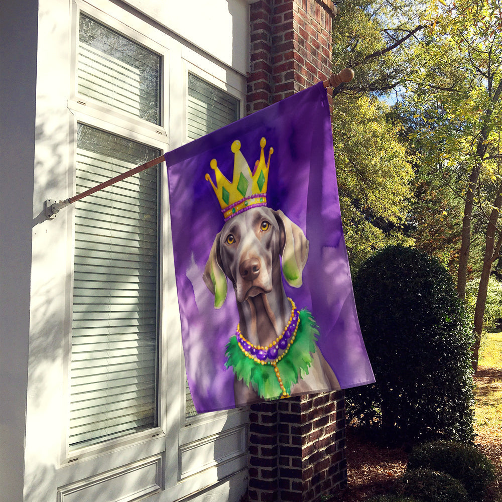 Weimaraner King of Mardi Gras House Flag 28x40 Porch Sleeve Pole Decorative Outside Yard Banner Artwork Wall Hanging, Polyester