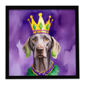Weimaraner King of Mardi Gras Framed Metal Print Bathroom, Kitchen, Office, Home Decor Wall Art Ready to Hang, Square, 8X8