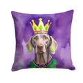 Weimaraner King of Mardi Gras Decorative Throw Pillow 14x14 Indoor Outdoor Accent Cushion, Fabric Cover with Insert for Sofa, Bed, Porch & Living Room