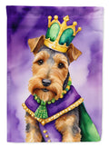 Welsh Terrier King of Mardi Gras House Flag 28x40 Porch Sleeve Pole Decorative Outside Yard Banner Artwork Wall Hanging, Polyester