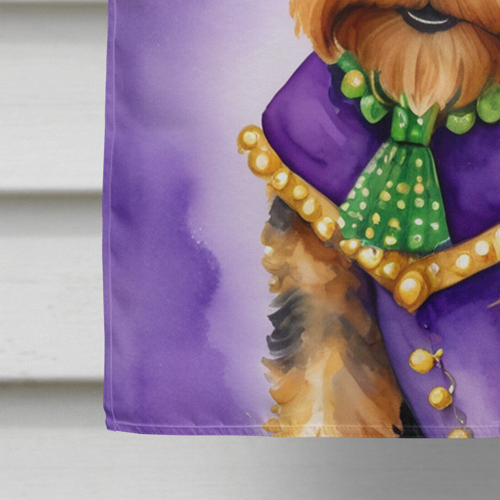 Welsh Terrier King of Mardi Gras House Flag 28x40 Porch Sleeve Pole Decorative Outside Yard Banner Artwork Wall Hanging, Polyester