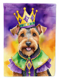 Welsh Terrier King of Mardi Gras House Flag 28x40 Porch Sleeve Pole Decorative Outside Yard Banner Artwork Wall Hanging, Polyester