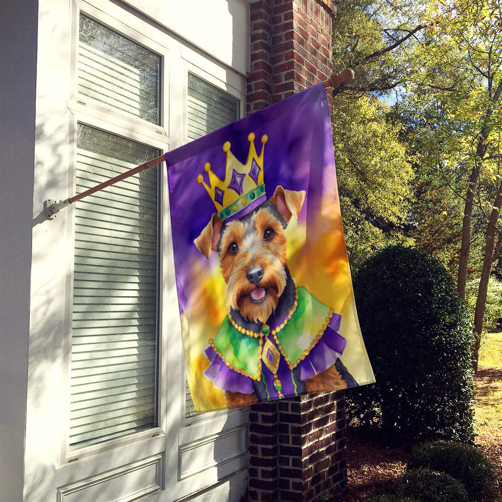 Welsh Terrier King of Mardi Gras House Flag 28x40 Porch Sleeve Pole Decorative Outside Yard Banner Artwork Wall Hanging, Polyester