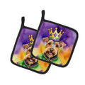 Welsh Terrier King of Mardi Gras Pot Holder Set of 2 Heat Resistant Quilted Hot Pads 7.5 x 7.5 Inch, Insulated Kitchen Trivets for Cooking & Baking