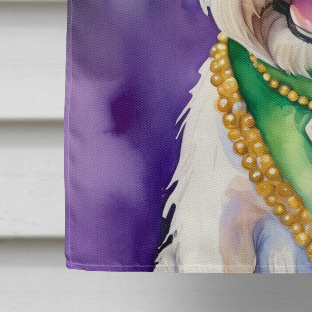 Westie King of Mardi Gras House Flag 28x40 Porch Sleeve Pole Decorative Outside Yard Banner Artwork Wall Hanging, Polyester