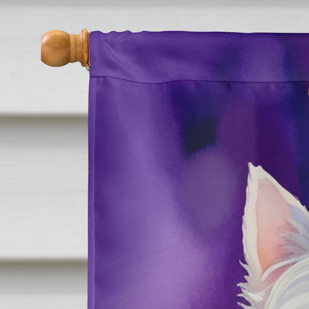 Westie King of Mardi Gras House Flag 28x40 Porch Sleeve Pole Decorative Outside Yard Banner Artwork Wall Hanging, Polyester