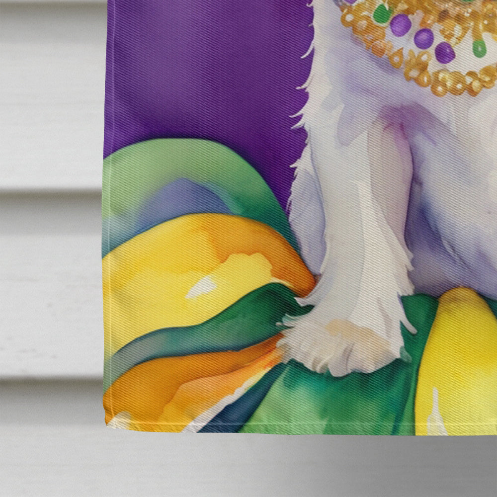 Westie King of Mardi Gras House Flag 28x40 Porch Sleeve Pole Decorative Outside Yard Banner Artwork Wall Hanging, Polyester