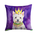 Westie King of Mardi Gras Decorative Throw Pillow 18x18 Indoor Outdoor Accent Cushion, Fabric Cover with Insert for Sofa, Bed, Porch & Living Room