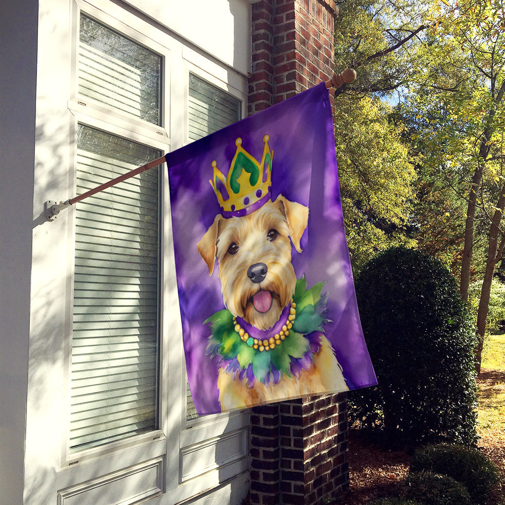 Wheaten Terrier King of Mardi Gras House Flag 28x40 Porch Sleeve Pole Decorative Outside Yard Banner Artwork Wall Hanging, Polyester