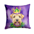 Wheaten Terrier King of Mardi Gras Decorative Throw Pillow 18x18 Indoor Outdoor Accent Cushion, Fabric Cover with Insert for Sofa, Bed, Porch & Living Room