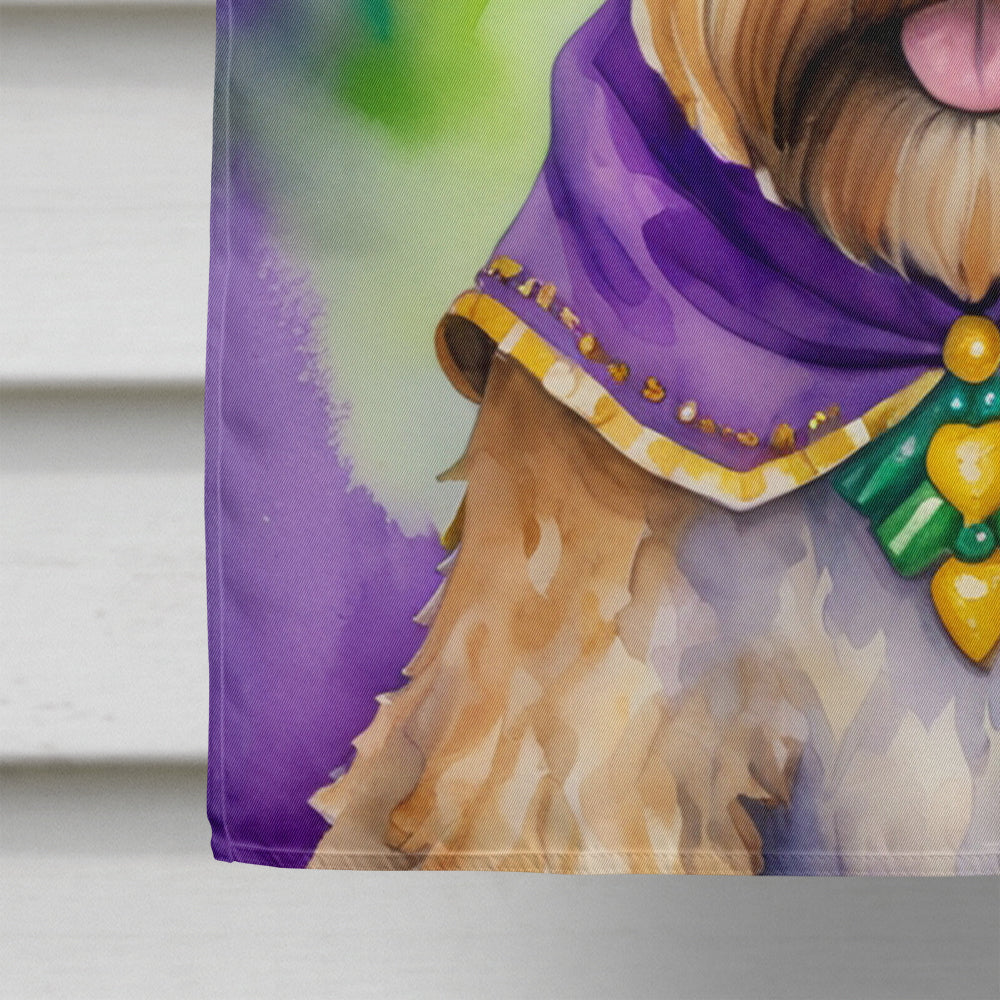 Wheaten Terrier King of Mardi Gras House Flag 28x40 Porch Sleeve Pole Decorative Outside Yard Banner Artwork Wall Hanging, Polyester