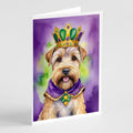 Wheaten Terrier King of Mardi Gras Greeting Cards Pack of 8 Blank Cards with Envelopes Whimsical A7 Size 5x7