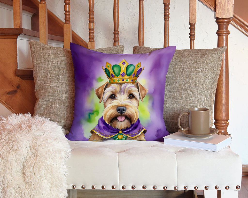 Wheaten Terrier King of Mardi Gras Decorative Throw Pillow 14x14 Indoor Outdoor Accent Cushion, Fabric Cover with Insert for Sofa, Bed, Porch & Living Room