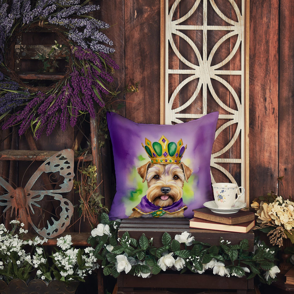 Wheaten Terrier King of Mardi Gras Decorative Throw Pillow 14x14 Indoor Outdoor Accent Cushion, Fabric Cover with Insert for Sofa, Bed, Porch & Living Room
