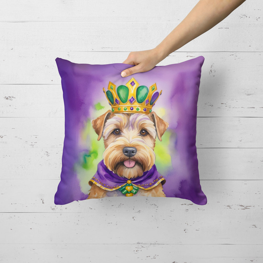 Wheaten Terrier King of Mardi Gras Decorative Throw Pillow 18x18 Indoor Outdoor Accent Cushion, Fabric Cover with Insert for Sofa, Bed, Porch & Living Room