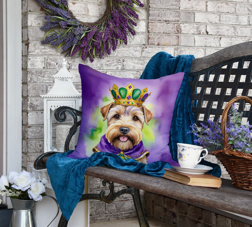 Wheaten Terrier King of Mardi Gras Decorative Throw Pillow 18x18 Indoor Outdoor Accent Cushion, Fabric Cover with Insert for Sofa, Bed, Porch & Living Room