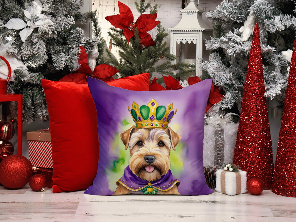 Wheaten Terrier King of Mardi Gras Decorative Throw Pillow 18x18 Indoor Outdoor Accent Cushion, Fabric Cover with Insert for Sofa, Bed, Porch & Living Room
