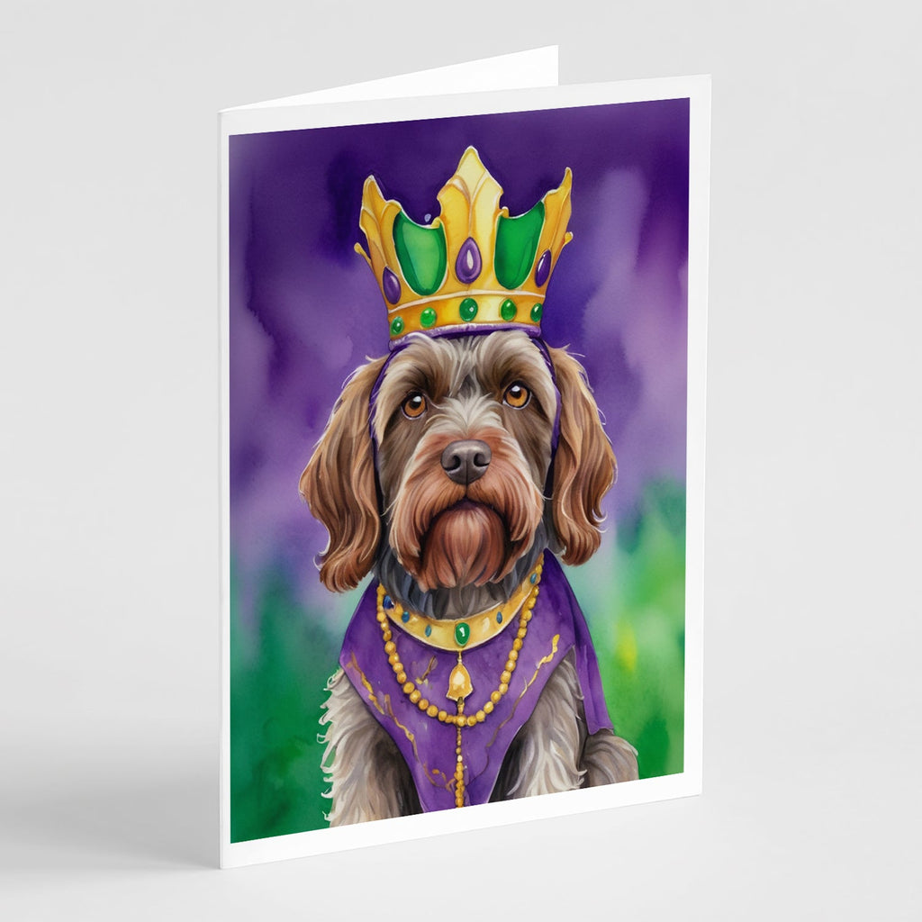 Wirehaired Pointing Griffon King of Mardi Gras Greeting Cards Pack of 8 Blank Cards with Envelopes Whimsical A7 Size 5x7