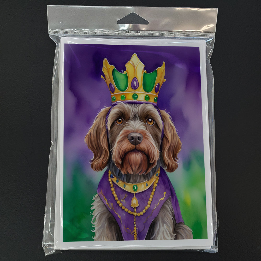 Wirehaired Pointing Griffon King of Mardi Gras Greeting Cards Pack of 8 Blank Cards with Envelopes Whimsical A7 Size 5x7