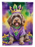 Wirehaired Pointing Griffon King of Mardi Gras House Flag 28x40 Porch Sleeve Pole Decorative Outside Yard Banner Artwork Wall Hanging, Polyester