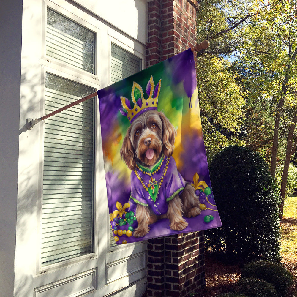 Wirehaired Pointing Griffon King of Mardi Gras House Flag 28x40 Porch Sleeve Pole Decorative Outside Yard Banner Artwork Wall Hanging, Polyester