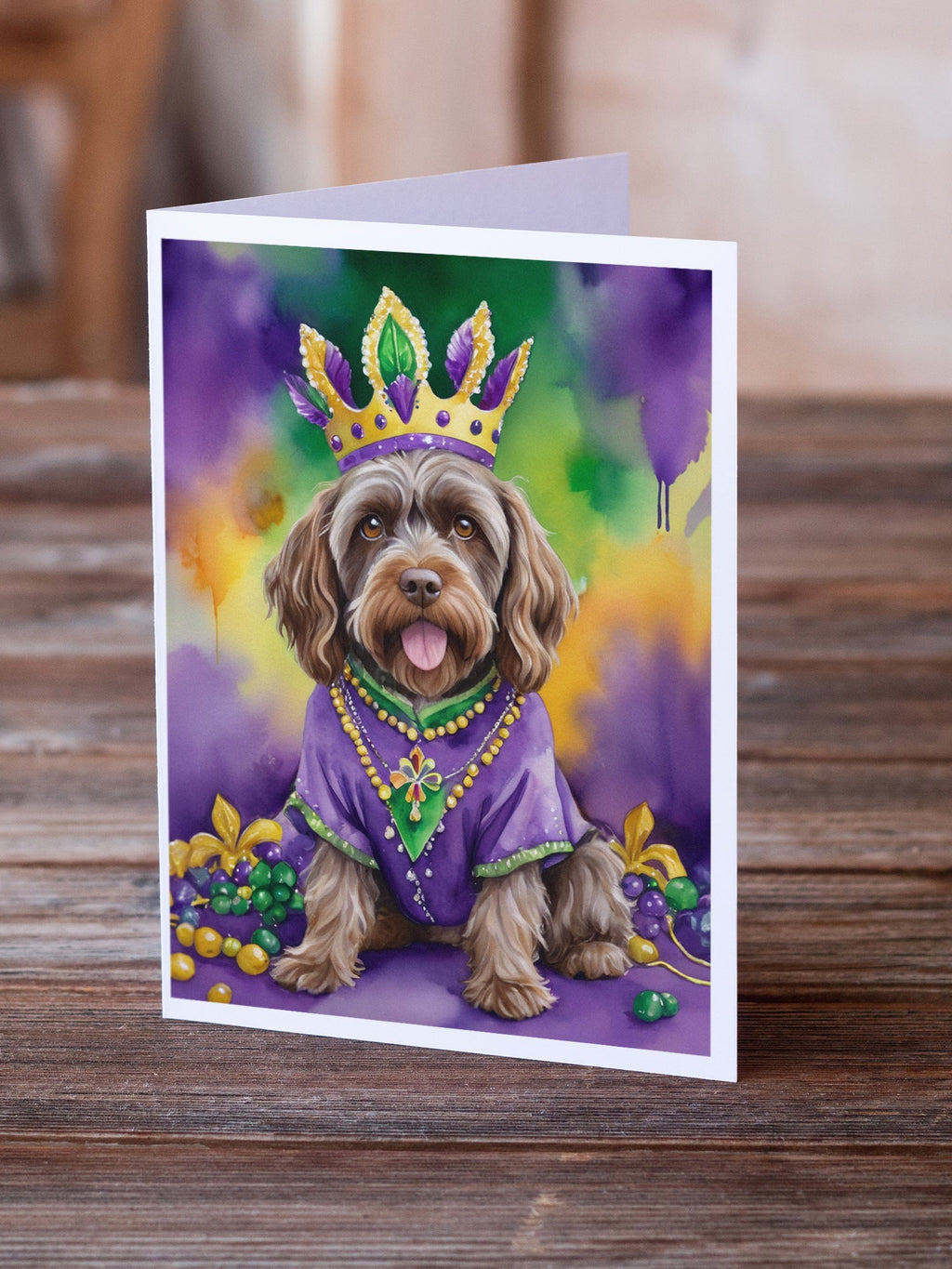 Wirehaired Pointing Griffon King of Mardi Gras Greeting Cards Pack of 8 Blank Cards with Envelopes Whimsical A7 Size 5x7